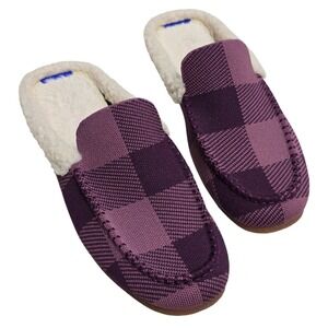 Rothys The Scuff Slipper Mauve Buffalo Check Purple Plaid Womens 10 117-014